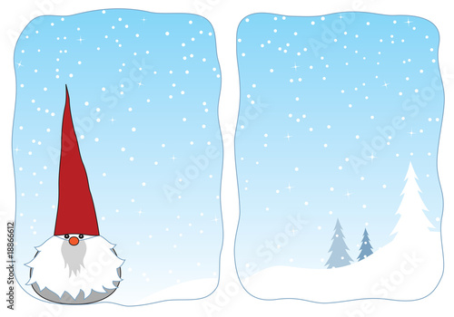 Winter gnome in a snowy window