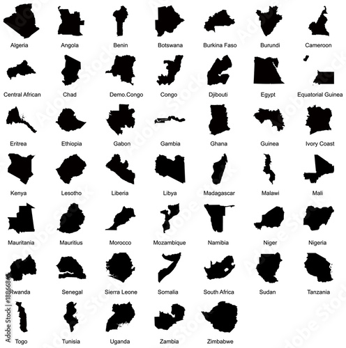 vector maps of 47 African countries.