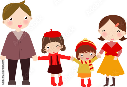happy family with two daughter