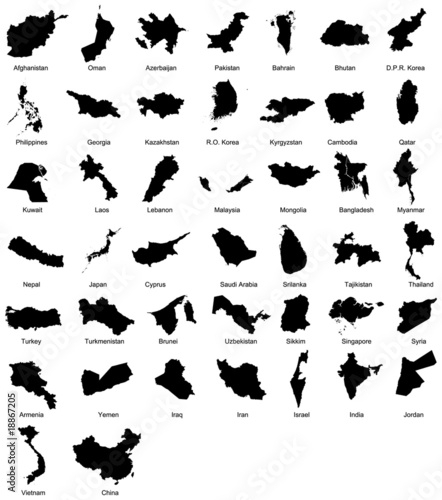 vector map of 44 asian countries