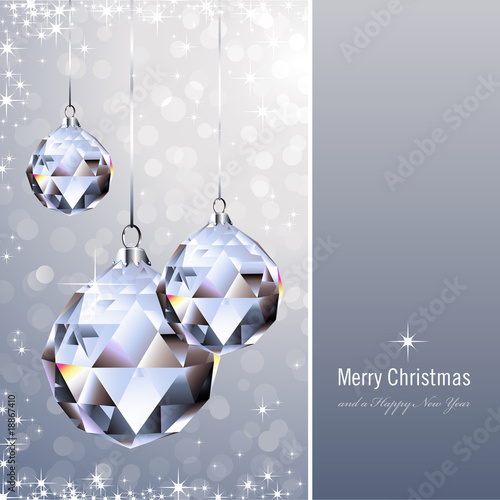 christmas background with crystal ornaments