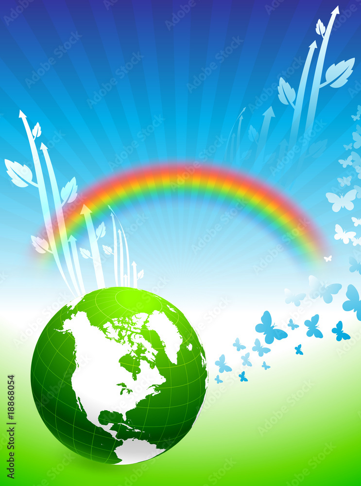 Globe on Rainbow Environmental Conservation Background Globe on Rainbow Environmental Conservation Background