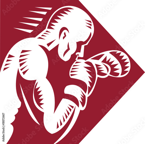 Boxing punching and jabbing side view