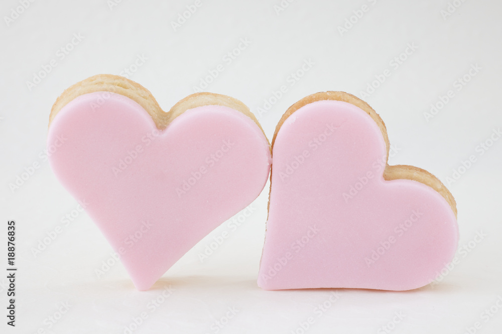zwei rosa Herzen
