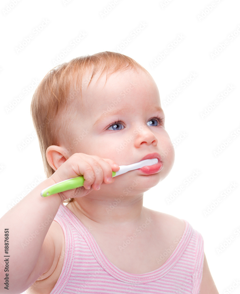 cute, little girl brushing her teeth cute, little girl brushing her teeth
