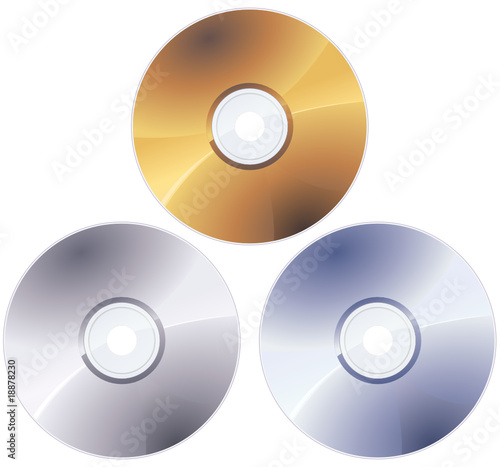 Disques optiques argent,bleu et or (détouré)