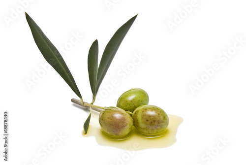 Rama de olivo con tres aceitunas.