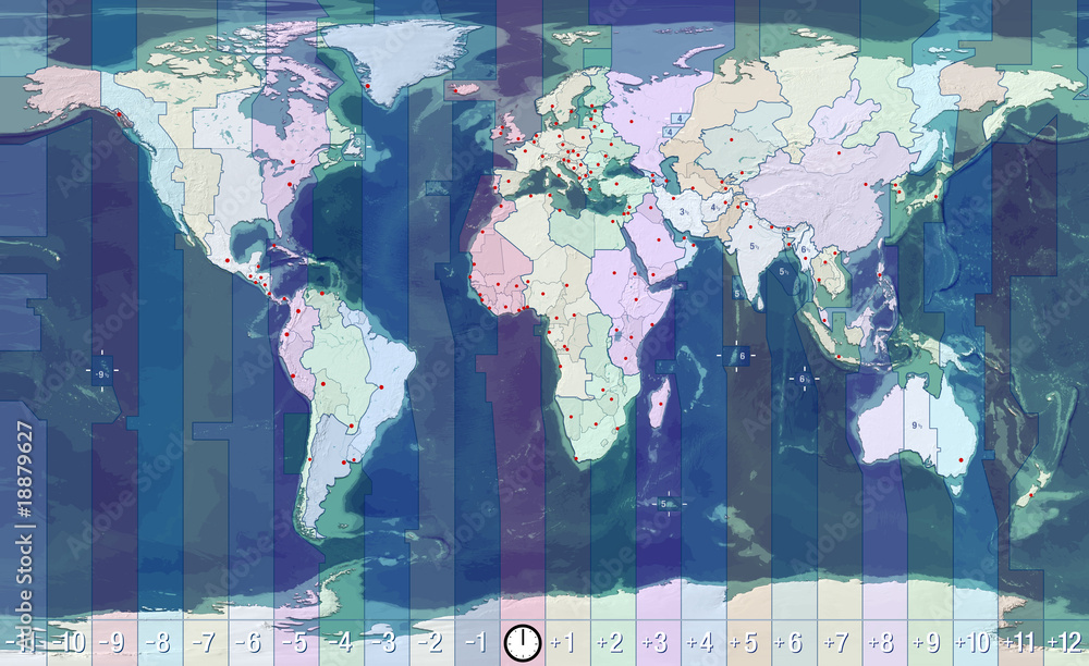 MAPPA FUSI ORARI Stock Illustration | Adobe Stock