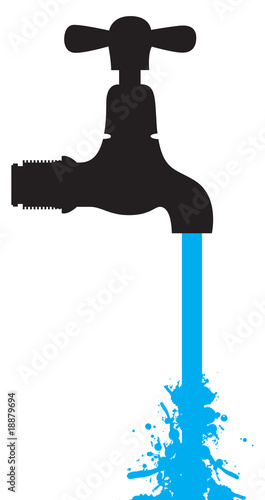 silhouette of a tap with water coming out