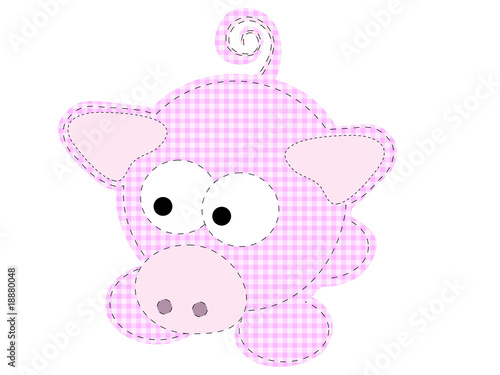 Patchwork Piggy Craft Cartoon Pig Vector
