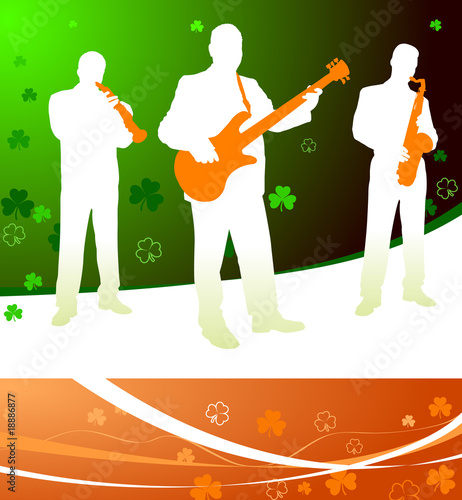 live irish band on abstract celtic background