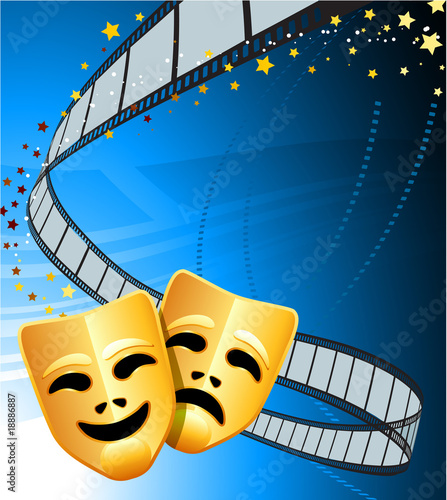 Comedy and tragedy theater masks background