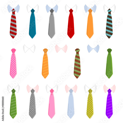 Different neck ties isolated over white background