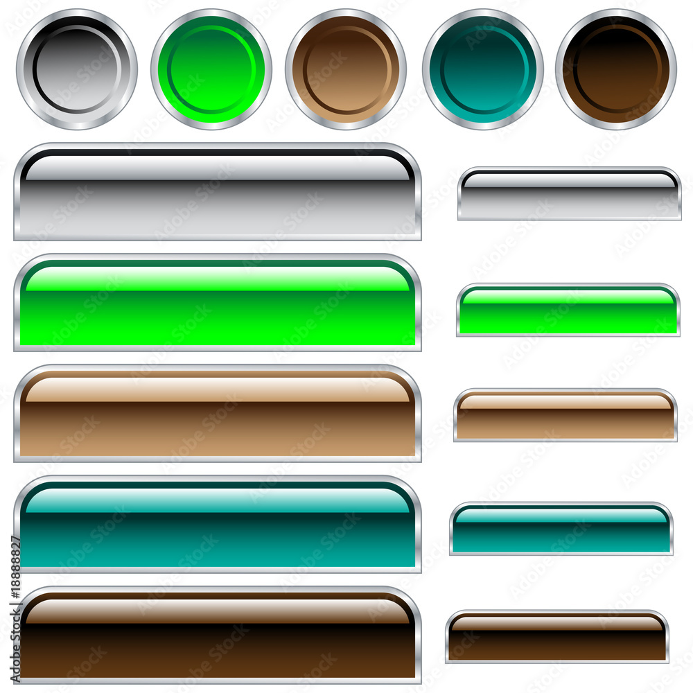 Fotografie Web buttons in assorted shiny colors and shapes