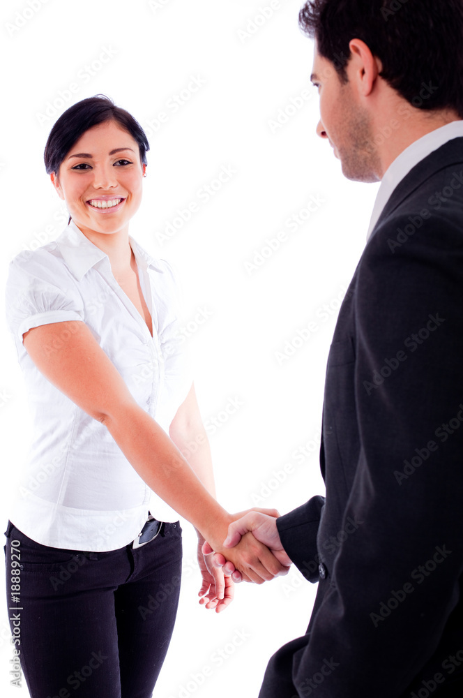 Corporate woman giving shake hands Corporate woman giving shake hands