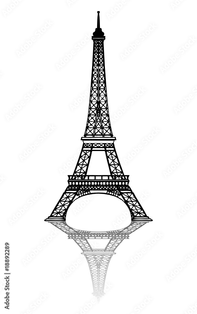 Fototapeta premium Tour Eiffel (Paris - France - Monument - Vecteur - Reflet)