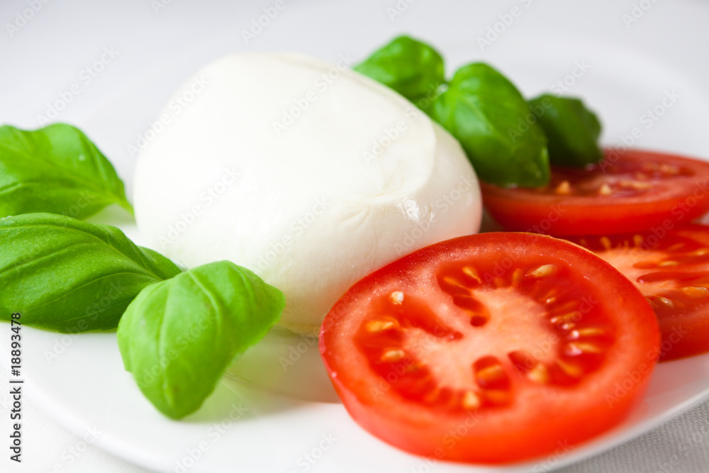 Mozzarella with tomato and basil Mozzarella with tomato and basil