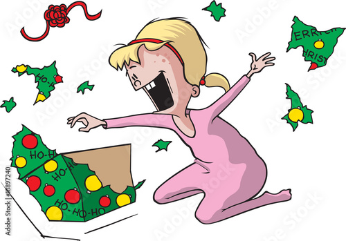 Girl opening present
