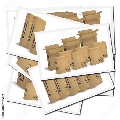 Illustrations of corrugated cardboard boxes ready for transport