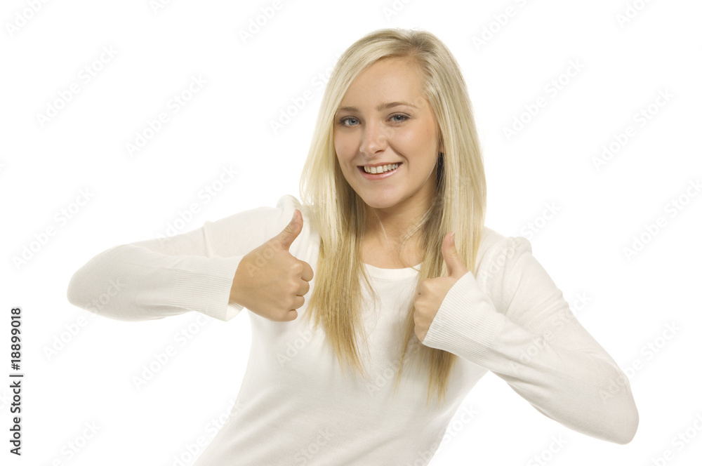 Fototapeta premium Young blonde woman isolated on a white background