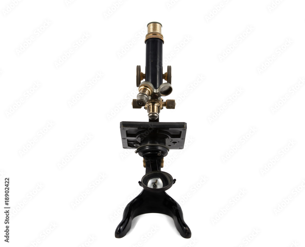Antique Microscope Front View - Isolated Antique Microscope Front View - Isolated