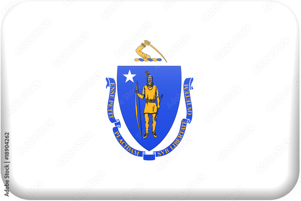 Obraz premium Massachusetts Flag Button