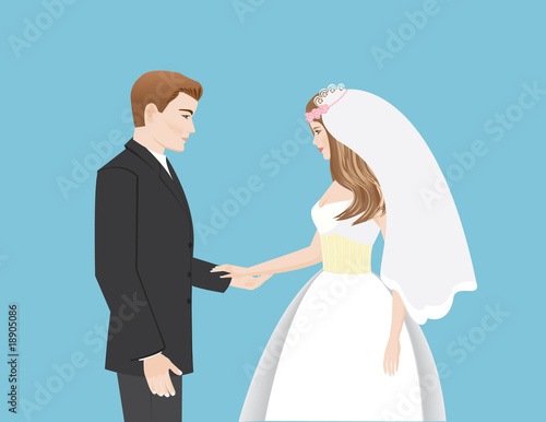 happy bridegroom and bride