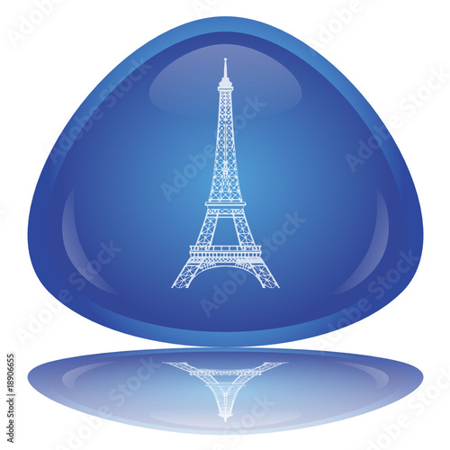 Bouton "Tour Eiffel" (Paris - Tourisme - Symbole - Vecteur)