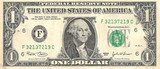 Banknote one dollar USA.  One dollar bill 