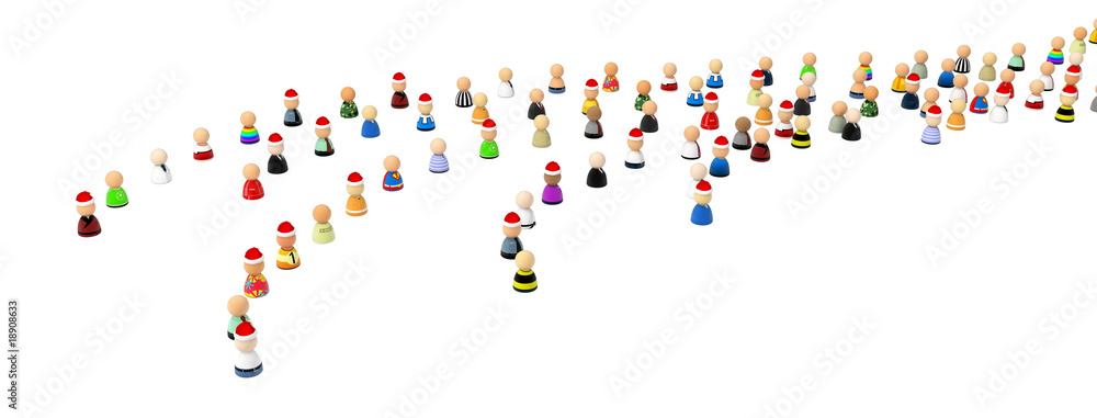Cartoon Crowd, Christmas Mood Queues Cartoon Crowd, Christmas Mood Queues