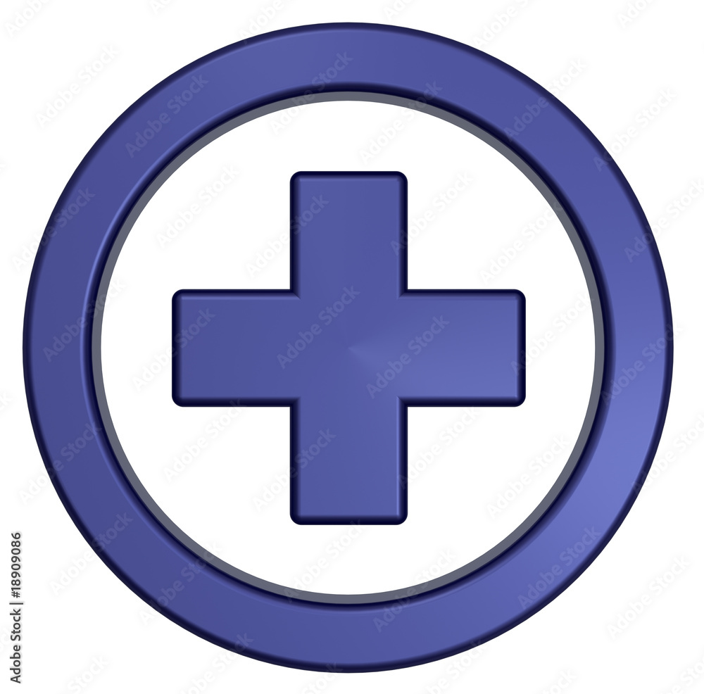 Blue cross in the circle isolated on white Blue cross in the circle isolated on white