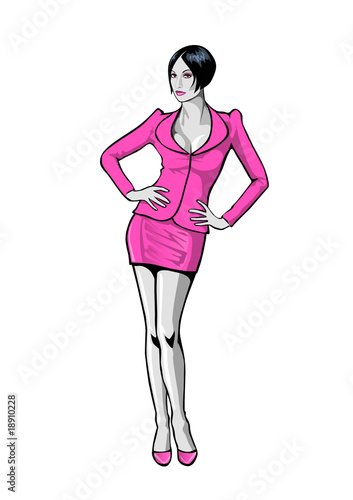 Businesslady im pinken Kostüm, Illustration