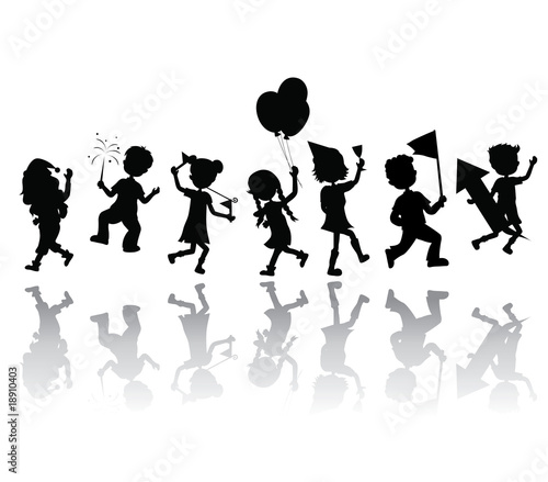 silhouettes party children