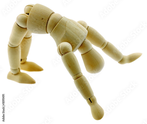 Obraz na plátně pantin articulé bois gymnastique roulade fond blanc