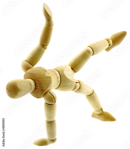 Obraz na plátně pantin articulé bois rappeur hip-hop rap fond blanc