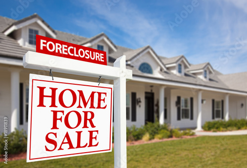 Foreclosure Home For Sale Real Estate Sign and House