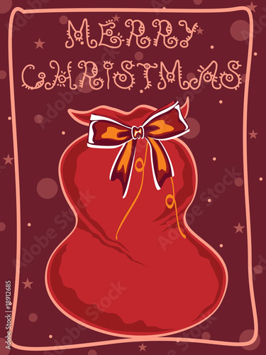 christmas background with santa gift bag