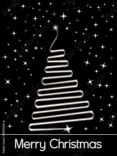 black twinkle star background with xmas tree