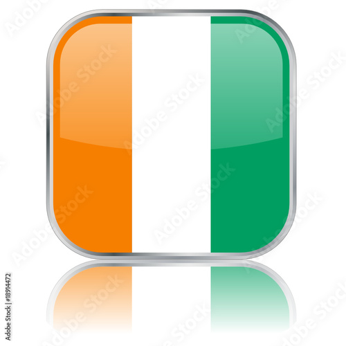 Côte d’Ivoire Square Flag Button (Drapeau Ivoirien - Vecteur)