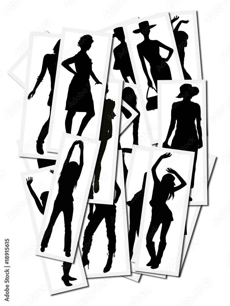 Obraz premium Collection of pictures with girls having fun dancing