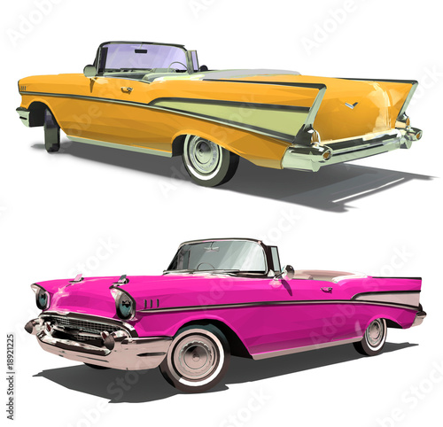 Retro old car with an open top. Convertible.