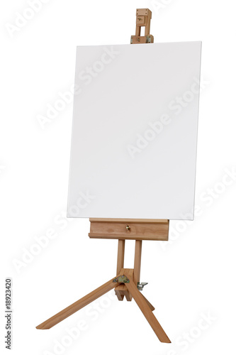 Wooden easel with blank canvas
