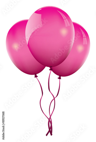 three pink balloons
