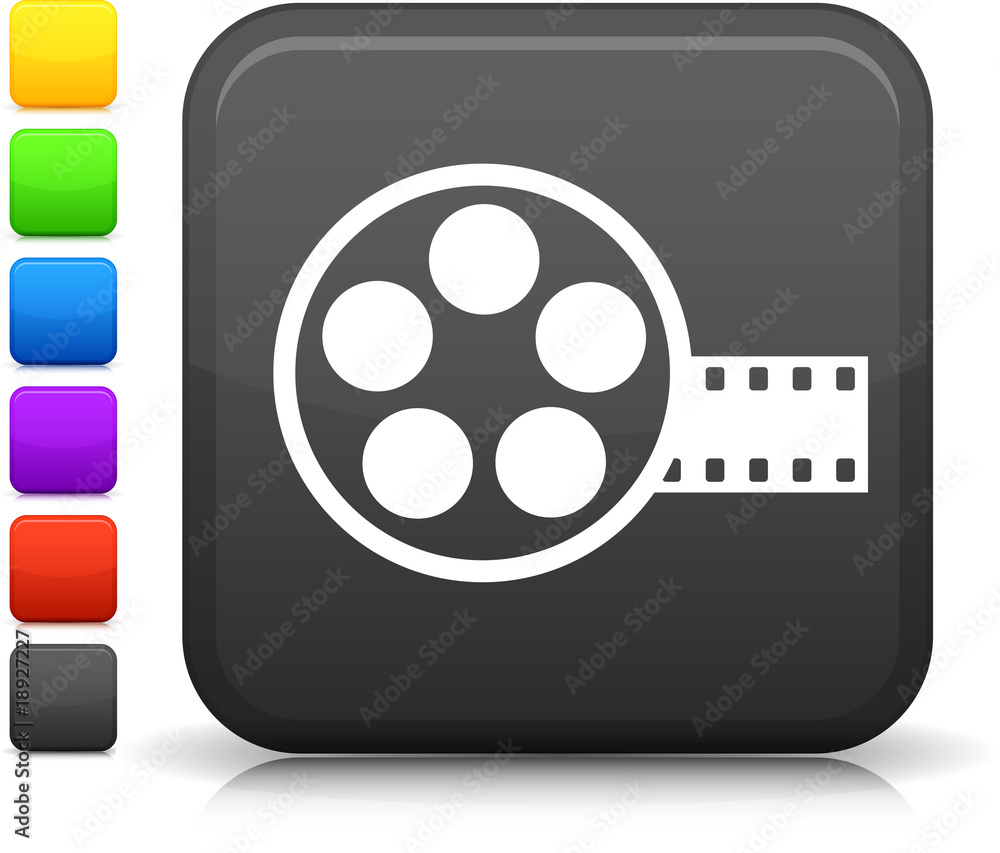 film canister icon on square internet button film canister icon on square internet button