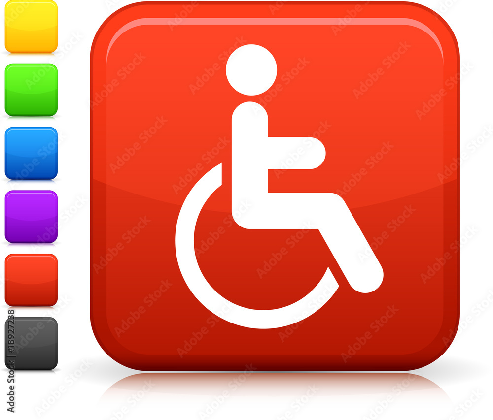 wheelchair icon on square internet button wheelchair icon on square internet button