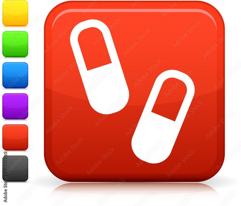medical pills icon on square internet button medical pills icon on square internet button