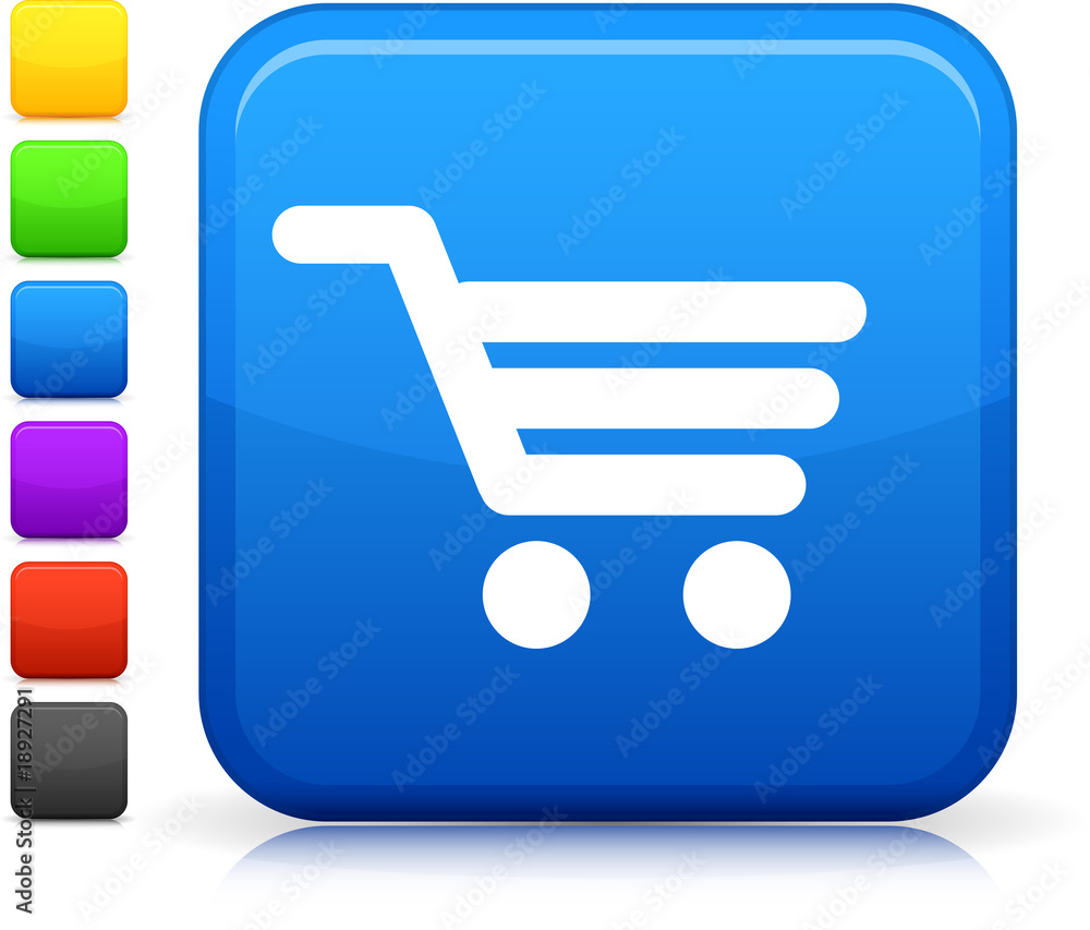 shopping cart icon on square internet button shopping cart icon on square internet button