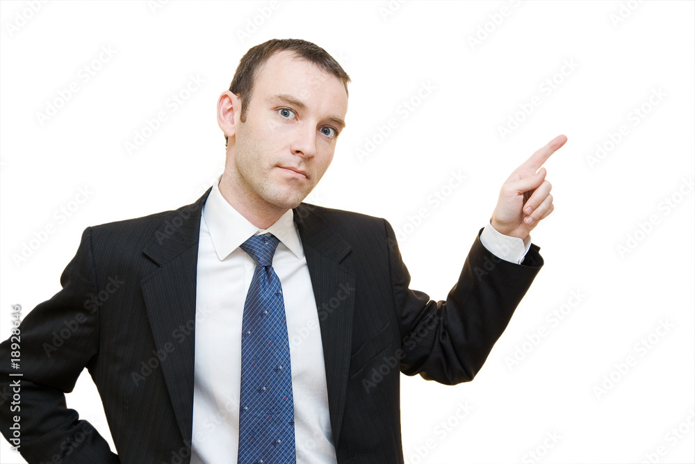 businessman showing direction with forefinger businessman showing direction with forefinger