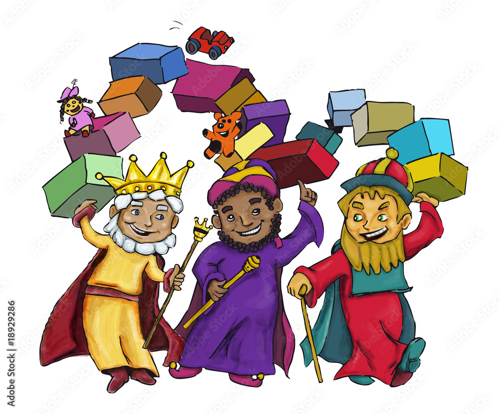 dibujo ilustracion reyes magos navidad ilustración de Stock | Adobe Stock