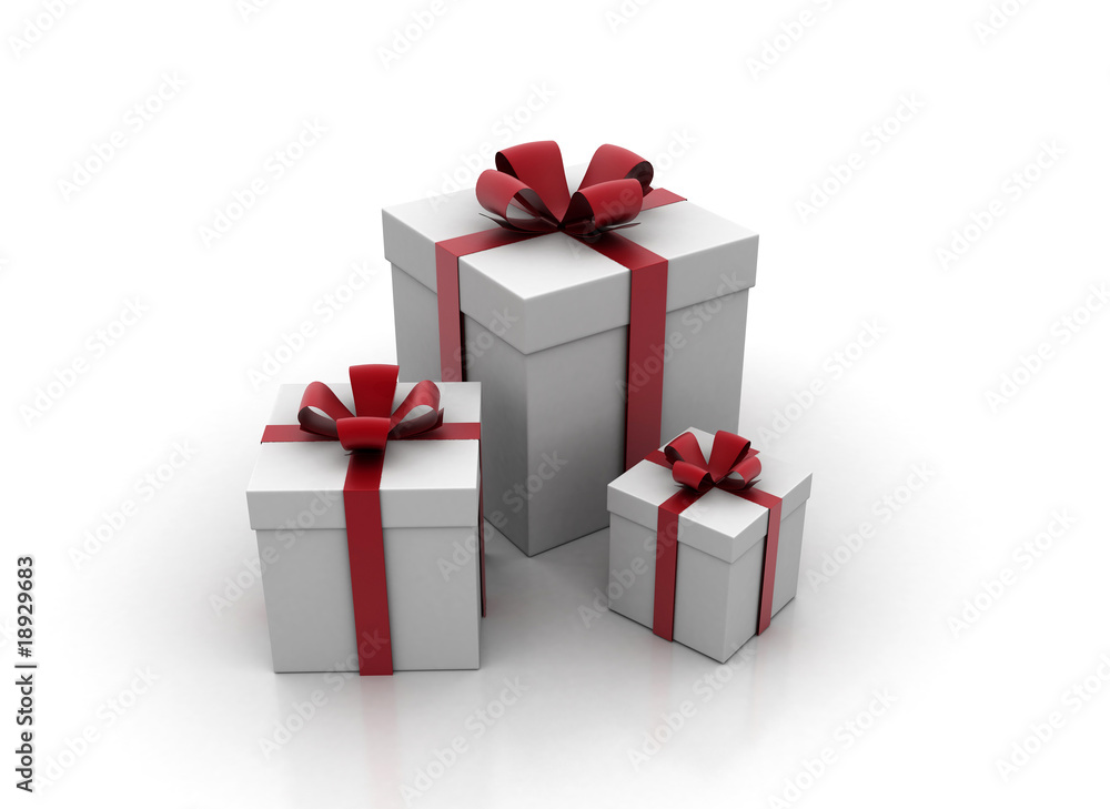 Obraz premium Gift boxes with red ribbon and bow